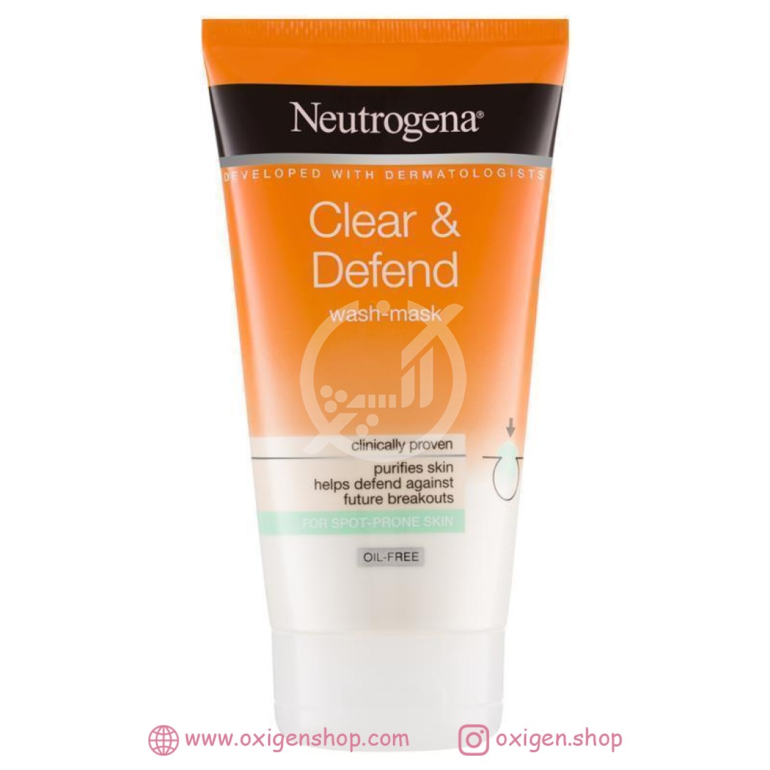 ماسک و شوینده صورت نوتروژینا مدل Clear & Defend