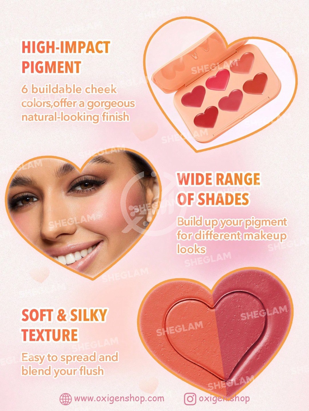 پالت رژگونه کرمی شیگلم مدل Flush Crush