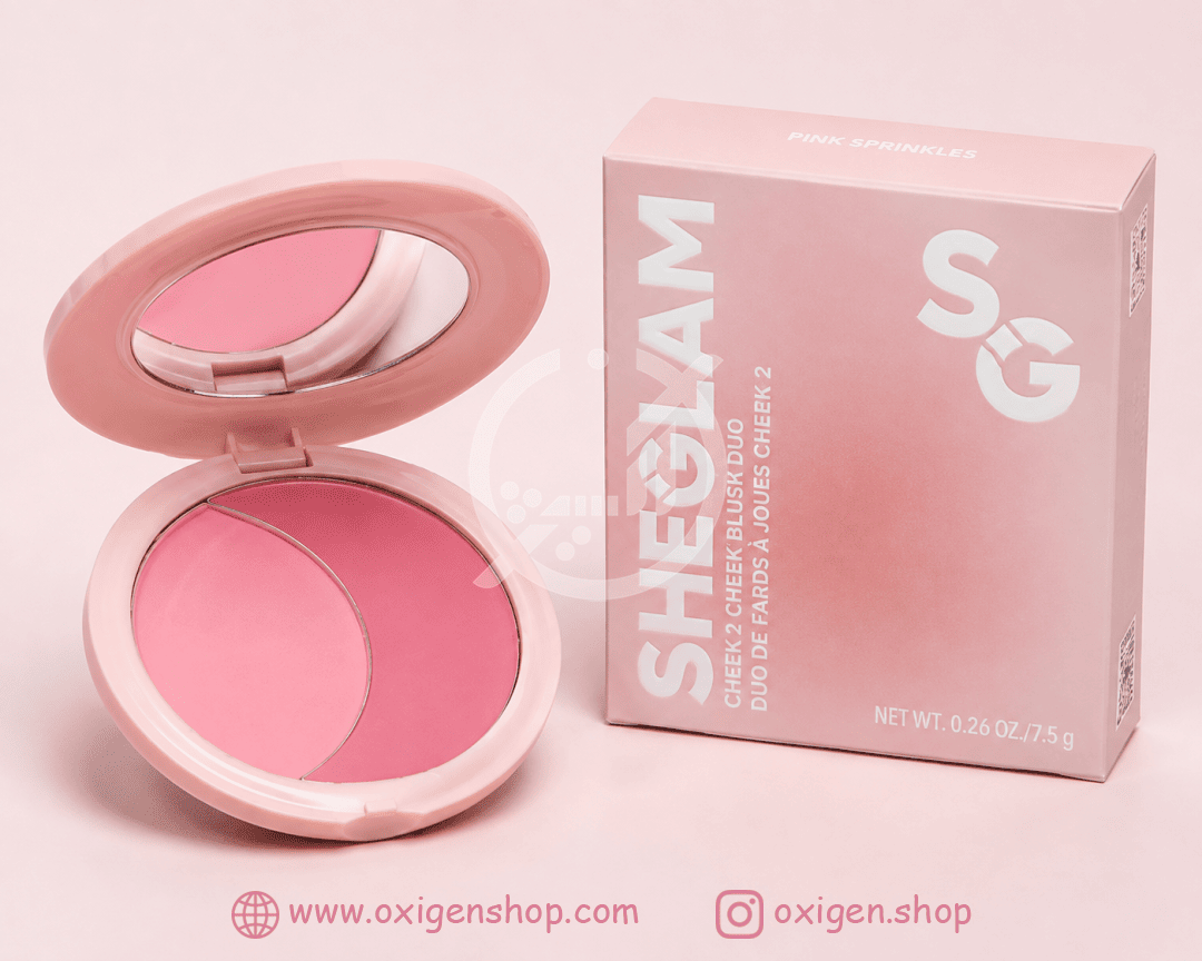 رژگونه دوگانه(چرب و خشک) شیگلم مدل چیک تو چیک– صورتی پینک اسپرینکلز
